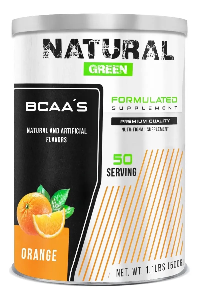 Bcaas Aminoácidos Natural Green 500g 50 Servicios Sabores