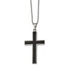 Solid Stainless Steel Men's Black Carbon Fiber Inlay Cross 22in