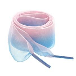 Allegra K 2.5cm Wide Flat Shoelaces for Women Gradient Color Organza Shoe Laces Strings Blue Pink 140cm/55