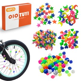 OioTuyi 180 Pcs Bike Spoke Beads Bike Accessories, Multicoloured Plastic Clip Spoke Decorations, Girls and Boys Bike Spokes, DIY Wheel Accessories, Best Gifts for Bikes