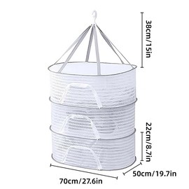 AIMALL 2-Layer or 3-Layer Foldable Drying Net – 27.6 x 19.7 Inch Hanging Mesh Basket for Vegetables, Fish, and Dry Goods, Fly-Proof with Windproof Hook