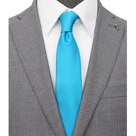 ZENXUS Solid Skinny Ties for Men, 2.5 inch Slim Aqua Blue Necktie