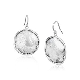 JEAN RACHEL JEWELRY Hammered Earrings for Women - 925 Sterling Silver Dangle Statement, Hypoallergenic, Lead & Nickel Free jewelry (Circle Earrings)