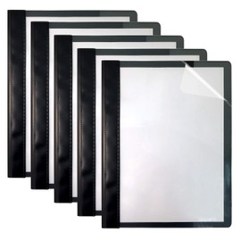 Better Office Products Ultra Durable Clear Front Report Covers, 25 Per Box, Letter Size, Black, Poly Back Cover, with Fasteners, Lay Flat, Box of 25