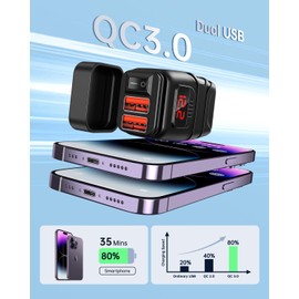 ZEXMTE 12 V USB Socket Motorcycle, 6.4 A Quick Charge 3.0 USB Charger with On/Off Switch and LED Voltmeter, Waterproof SAE to USB Socket for 12 V ~ 24 V Motorcycle Motorhome Car Boat