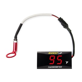 Motorcycle Engine Temperature Meter Fahrenheit, Over-Temperature Alert, Engine Temperature Gauge with Probe Sensor Adapter for Most Marine ATV Generator Lawn Tractor Motorcycle(Red,14mm Sensor)