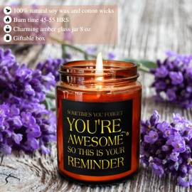 Briojoy You're Awesome Soy Candles for Women - Fun Friendship, Birthday Gifts for Best Friend Men - Gifts for Her Sister Wife Mom Bestie Coworker - Congrats New Job - Relaxing Candle for Stress Relief