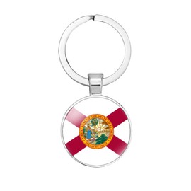 vmcoatdu Florida Key Chain Keyring Gift Men Women Keychain Stainless Steel and Inlaid Glass Materials, Picture, One Size