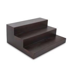 BARsics 3 Tiered Walnut Wood Liquor Bottle Shelf, Back Bar Riser Display 15x12x6 inch