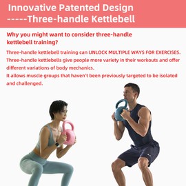 RUNWE Strength Training Kettlebells Weight - 5LB, 10 LB or 15 LB with Three-Handles for Russian Twists AB Exercise, Weightlifting and Core Training All-Purpose Fitness Exercise Home Gym [2022 Latest]