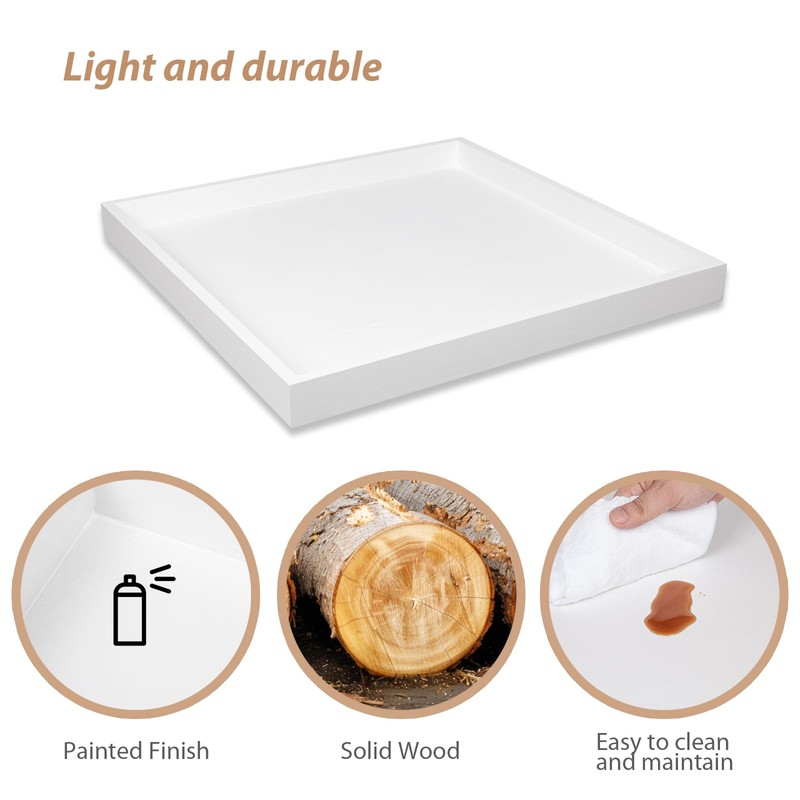 Ottoman Tray for Coffee Table Living Room Wood Serving Tray
