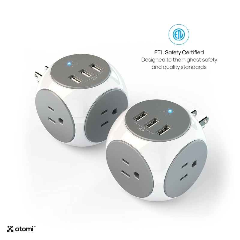 Atomi Power Cube 2-Pack – 3AC Outlets + 3 Smart
