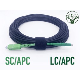 Elfcam® - 7m Gepanzerte Glasfaser-Kabel LC/APC auf SC/APC Simplex Singlemode, 9/125µm OS2, FTTH LWL Patchkabel, Schwarz (7M)