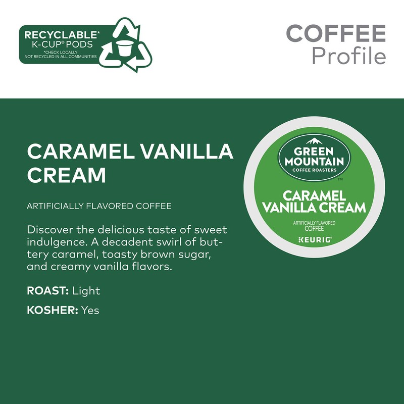 Green Mountain Coffee Roasters Caramel Vanilla Cream, Single-Serve Keurig K-Cup