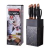 Chef Knife 7-Piece Chef Knife Set, Black and Gold, with