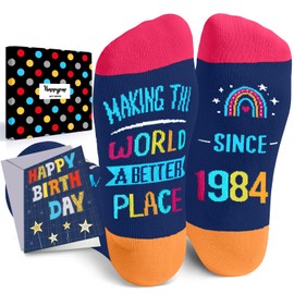 HAPPYPOP 40th Birthday Gifts Ideas Socks - Gifts for Guys in Their 40s, 1984 Birthday Gifts, 40th Birthday Socks With Greeting Card for Men Women