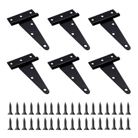 6 Door Hinges with 36 Screws, T-Shaped Hinges, Garden Door Hinges, Metal Outdoor Door Hinges, Heavy Door Hinges