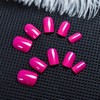LINSSQ Press on Nails Glossy Solid Rose Pink Fake Nails
