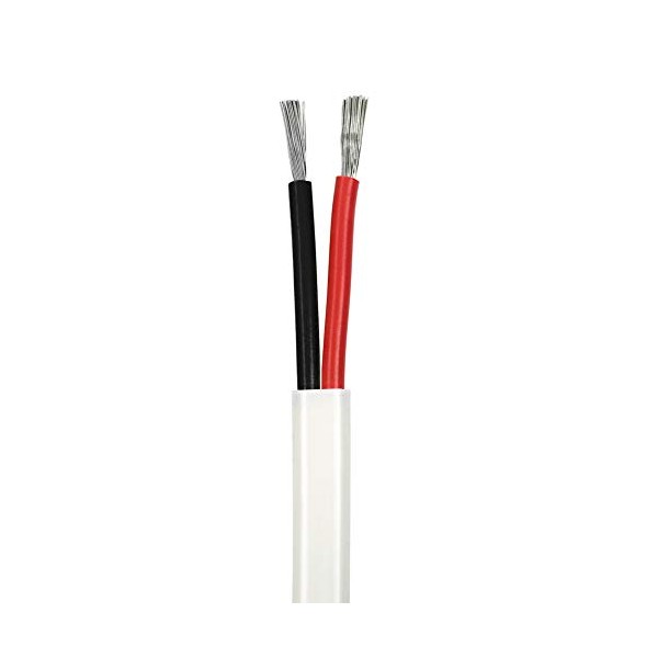 12/2 AWG UL Spec Reqd Duplex Flat DC Marine Wire - Tinned Copper Boat Cable - 60 Feet - White PVC Jacket