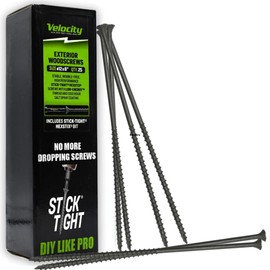 Velocity Long Length Exterior 8 Inch Wood Screws - T30 Torx Bits (Size #12) – Rust Resistant Long Wood Screw Set with Stick Tight Hexstix Driver Bit (25 Count)