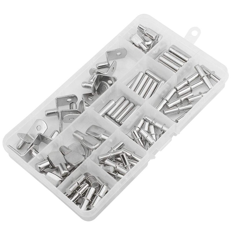 TOVOT 100PCS Shelf Pins Assortment Kit 4 Styles Shelf Support
