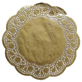 Tortenspitze, Spitzenpapier rund, geprägt, 100 Stück (Gold, Ø 24 cm)