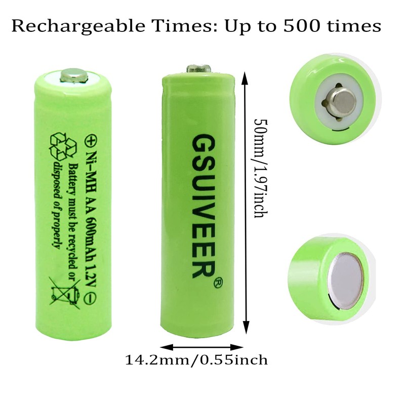 Ni-Mh AA 600mAh 1.2V Rechargeable Battery for Outdoor Solar Lights