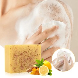 SADOER Lemon Turmeric & Kojic Acid Brightening Soap, Dark Spot Remover, Kojic Acid Soap