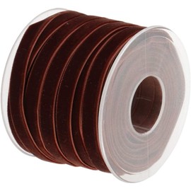 POFET 20 Yard 10mm Wide Velvet Ribbon Roll for Crafts Decoration - Coffee