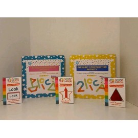 Sense & Grow Educational Gift Set - Alphabet & Shape Construction + Sensory Flash Cards 3+