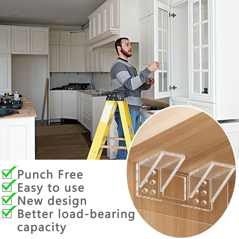 12-Pack Heavy-Duty Adhesive Shelf Brackets, Large Size Double Row Brackets,
