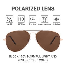 EYESPEX Classic Retro Aviator Polarized Sunglasses for Men Women 70s Vintage Metal UV Protection Sun Glasses Eyewear