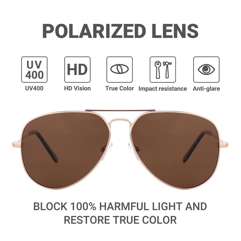 EYESPEX Classic Retro Aviator Polarized Sunglasses for Men Women 70s