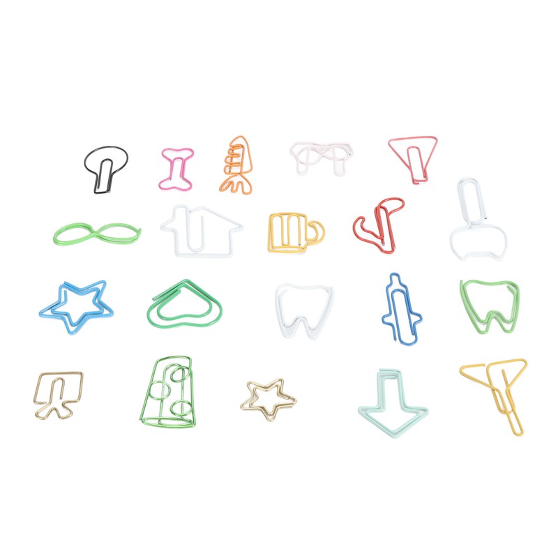 100Pcs Cute Paper Clips 20 Shapes Adorable Fun Metal Paper