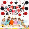 Red and Black Birthday Decorations, Black Happy Birthday Banner, Red