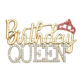 Birthday Brooch Pins for Women Its My Birthday Pin Queen Crown Rhinestone Brooch Crystal Lapel Pin Large Safety Pins Birthday Party Fashion Jewelry (birthday queen)