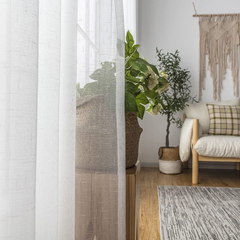Ftinala Off White Pinch Pleated Sheer Curtains 102 Inch Long