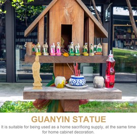 SEWACC Guan Yin Statue Standing on Lotus Chinese Feng Shui Sculpture Mini Quan Yin Figure Asian Goddess Female Buddha Buddhist Decoration