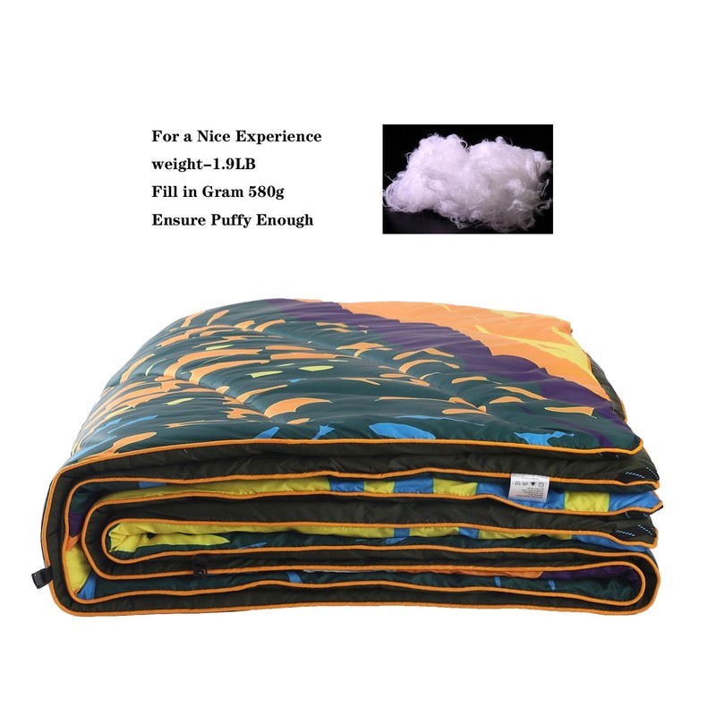 Bedvcaty Camping Blanket, Puffy Waterproof Travel Blanket, Warm Cozy Picnic