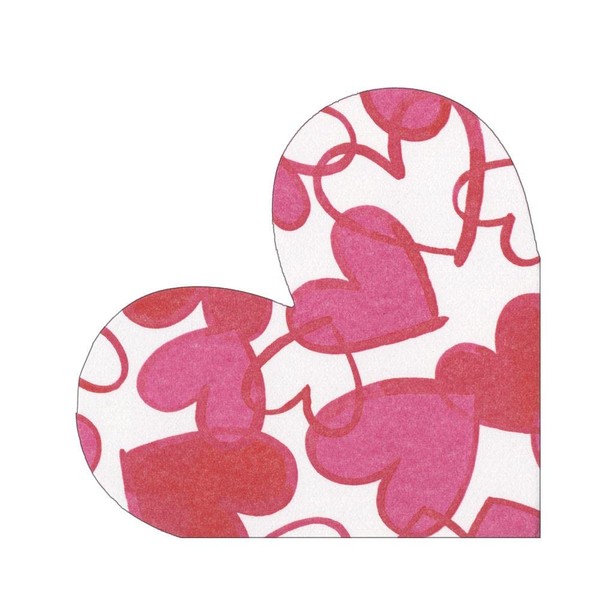 Caspari Painted Hearts Die-Cut Paper Linen Party Napkins - Two Packs of 15