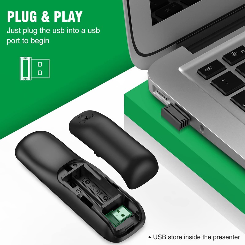 Presentation Clicker Mouse Control with Green Light for PowerPoint Presentations,