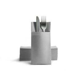 Alvotex CHIC Airlaid 50 Cutlery Napkins, Cutlery Pockets, Fabric-Like, Disposable Napkin, 39 x 40 cm, Grey