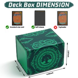 Deck Box for MTG Cards, Trading Commander Deck Case Holds 120+ Sleeved Cards, PU Leather Magnetic Collectible Card Storage Box Fits for TCG Magic Card (Green)