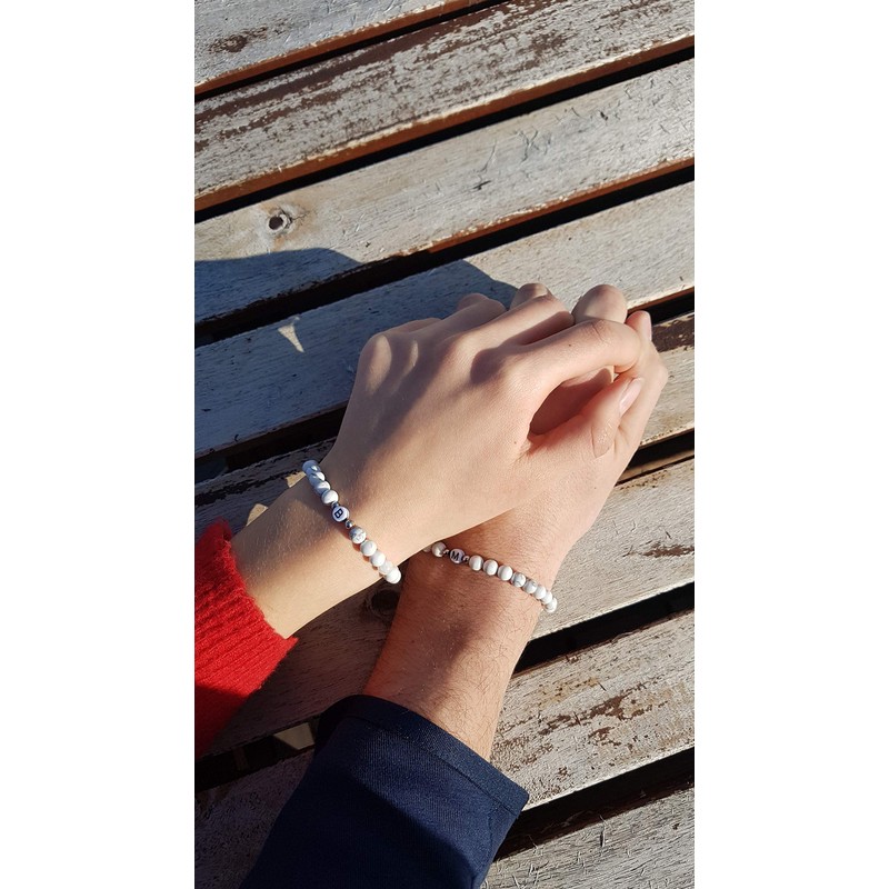 BERGERLIN Letter Bracelet in White – Partner Bracelet with Real