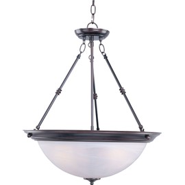 Maxim 5846MROI Essentials Marble Glass Invert Bowl Pendant Ceiling Light, 3-Light 180 Watts, 24"H x 20"W, Oil-Rubbed Bronze