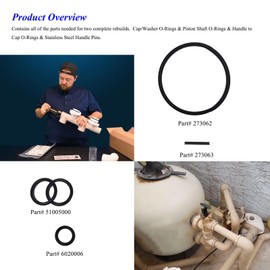 Replacement 263054 O-Ring Kit, Fit for Pentair/PacFab/Sta-Rite Slide Valve 263064, 263052, 263053, 263078, 263079; O-Rings Part# 273062, 51005000, 6020006 & 273063 Stainless Steel Handle Pins