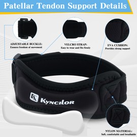 Muyohix Pack of 2 Patella Tendon Bandage, Adjustable Patella Bandage, Knee Brace Men Women, Patella Knee Support for Stabilising the Patella Tendon, for Running, Basketball and Football, Black