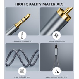 JOMLEY 3.5mm to 2 RCA Audio Cable 3.3ft, RCA to 3.5mm AUX Male to Male Stereo Y Splitter Adapter Cable for Smartphone, Speaker, Tablet, MP3 Player