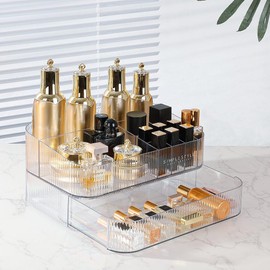 PLINJOY Makeup Organizer with Drawers Stackable Skincare Cosmetic Makeup organization for vanit Bathroom Desk Countertop