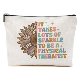 Sunflower Physical Therapy Makeup Bag, Physical Therapy Gifts Cosmetic Bag, Physical Therapist Gifts Thank You Gifts for Women Doctor, Occupational Therapy Gifts Christmas Birthday Gifts Toiletry Bag